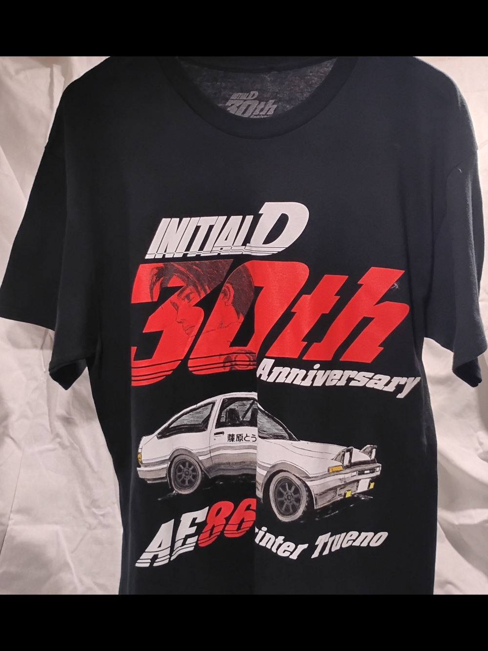 New! (NWOT) Size L Black InitialD 30th Anniversary AE86 Trueno Graphic T-Shirt
